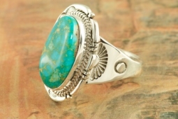 Genuine Manassa Turquoise Sterling Silver Ring